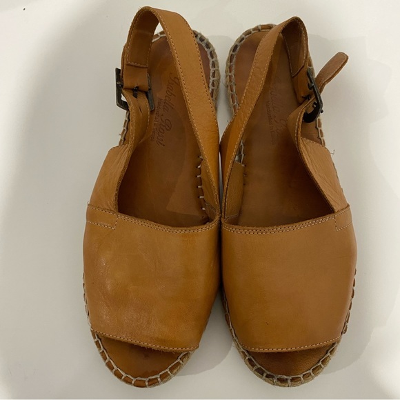 ISABELLA ROSSI Size 38 AU 7 Brown Tan Leather Espadrilles Sandals Flats - Picture 4 of 8